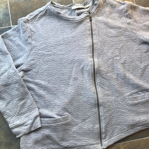 Sejour Sz 2x Jacket Plus Size Grey Diagonal Zipper Lightweight Pockets Womens - Picture 3 of 5